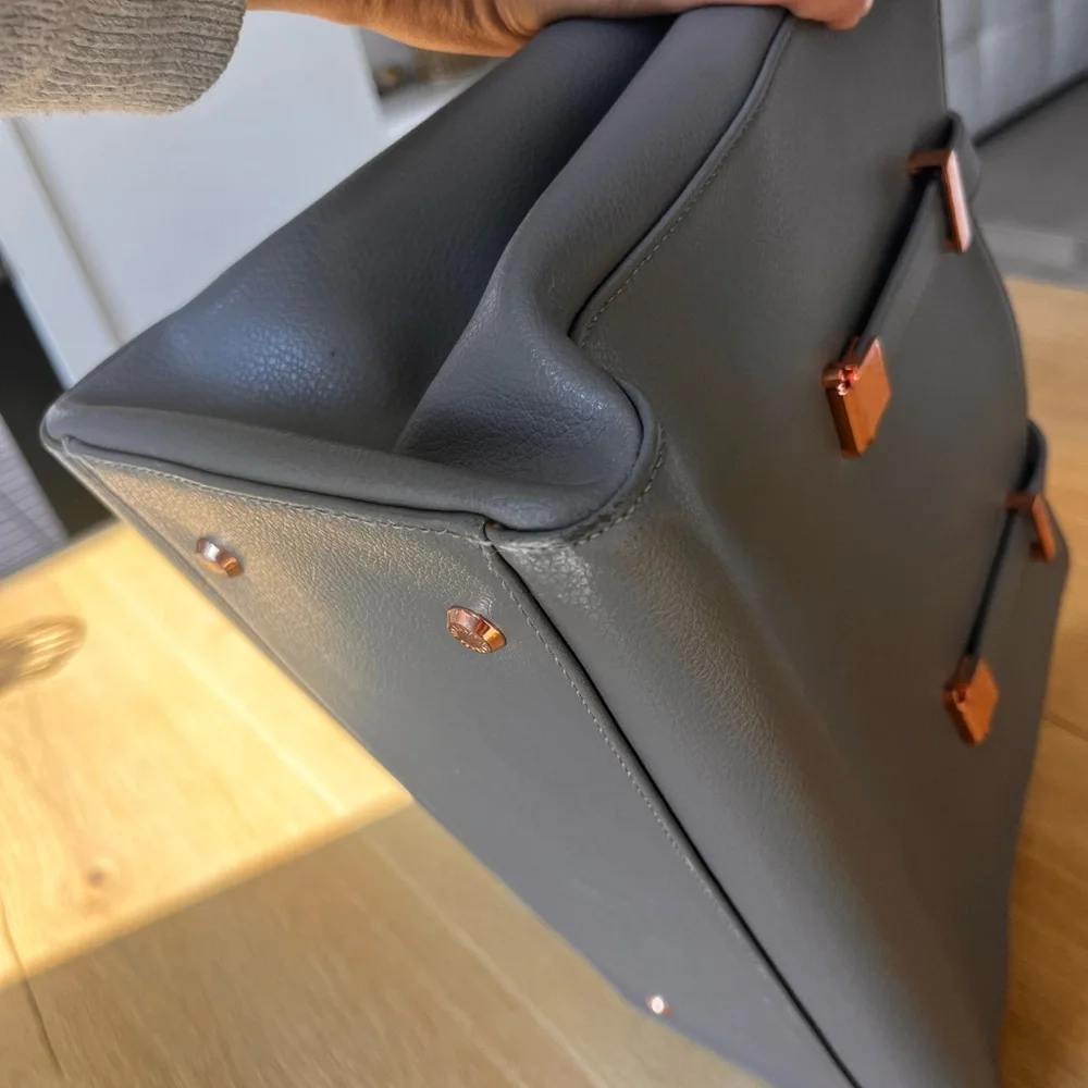 Ted Baker Charcoal Briefcase Bag with Rose Gold Hardware